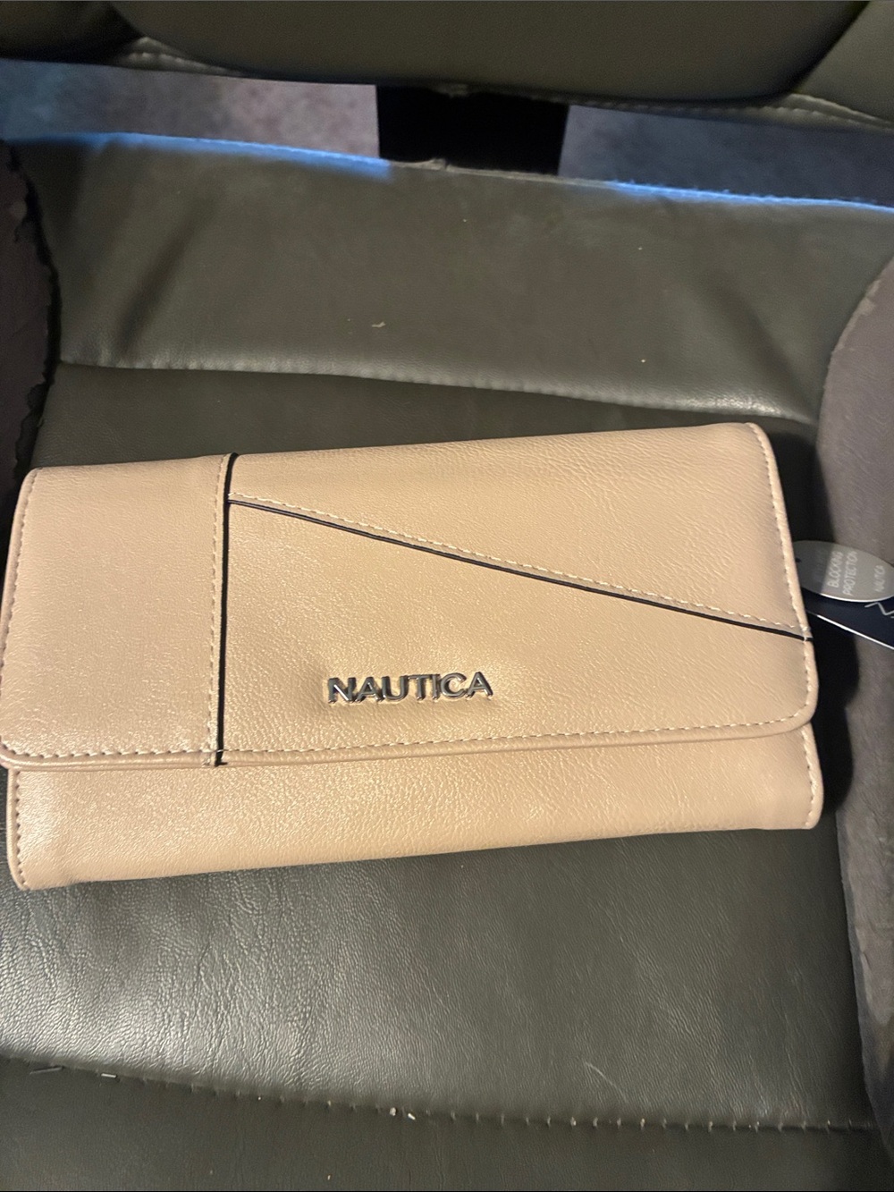 Nautica Taupe Fold-Over Clutch Wallet